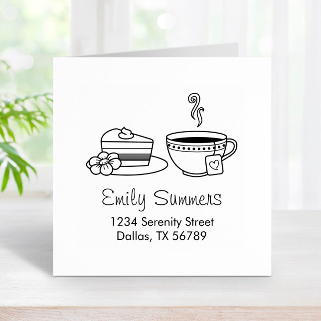 Teacup and Cake Address Rubber Stamp (Creator Uploaded)