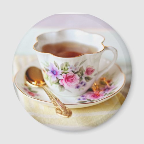 Teacup and Gold Teaspoon Magnet