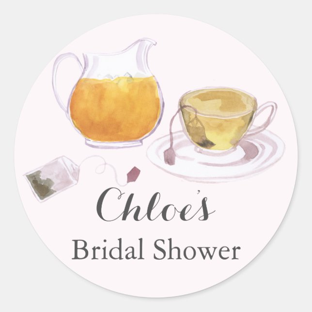 Teacup Bridal Shower Tea Party Sticker (Front)