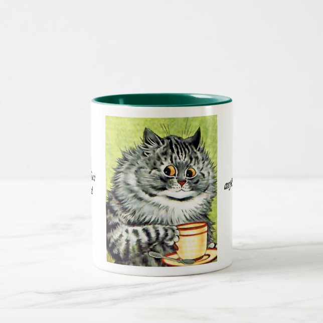 Teacup Cat by Louis Wain Two-Tone Coffee Mug (Center)