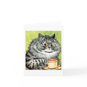 Teacup Cat Note Card by Louis Wain