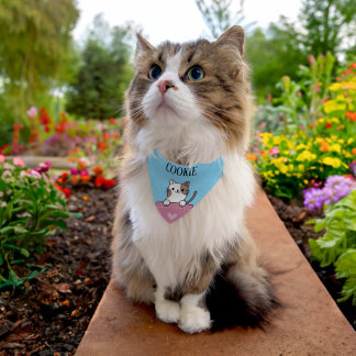 Teacup Cat Pesonalized Pet Bandana Collar