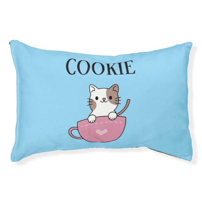 Teacup Cat Pesonalized Pet Bed (Front)