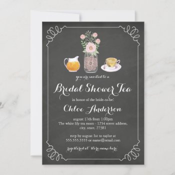Teacup Chalkboard Bridal Shower Invitation by LittleBayleigh at Zazzle