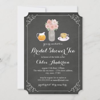 Teacup Chalkboard Bridal Shower Tea Party Invite by LittleBayleigh at Zazzle