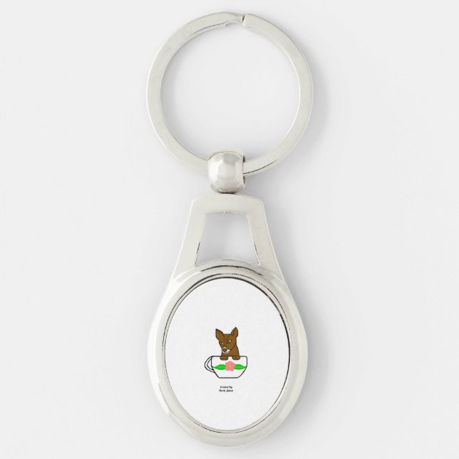 Teacup Chihuahua Oval Keychain (Front)