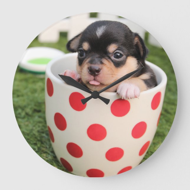 Teacup Chihuahua Puppy Large Clock (Front)