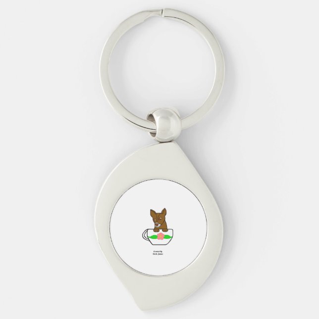 Teacup Chihuahua Swirl Keychain (Front)