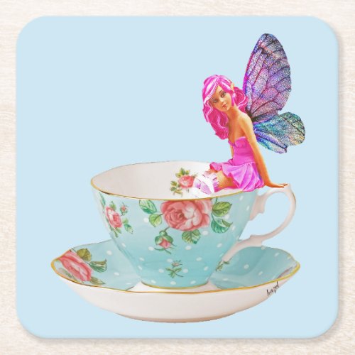 Teacup Fairy Flower Fairy Fairy Gifts Fairy Square Paper Coaster
