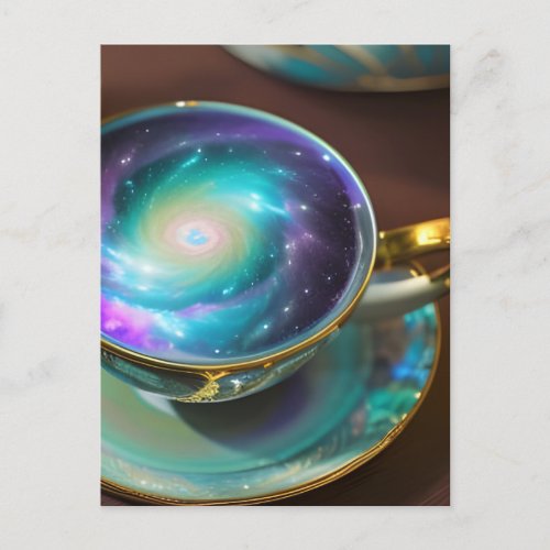 Teacup Filled With the Galaxy Postcard