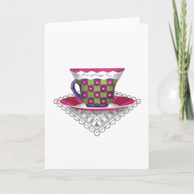 Teacup Flower Greeting Card (Front)