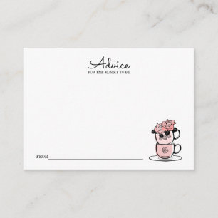 Teacup & Flowers Baby Shower Advice Card For Mom