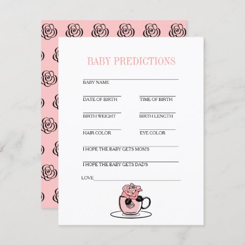 Teacup  Flowers Baby Shower Baby Prediction Game Invitation