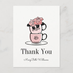 Teacup & Flowers Baby Shower Thank You Postcard