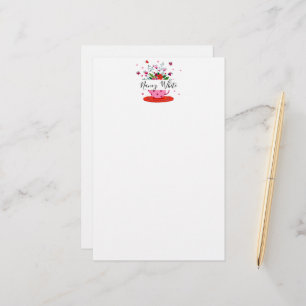 Teacup flowers personalized  stationery