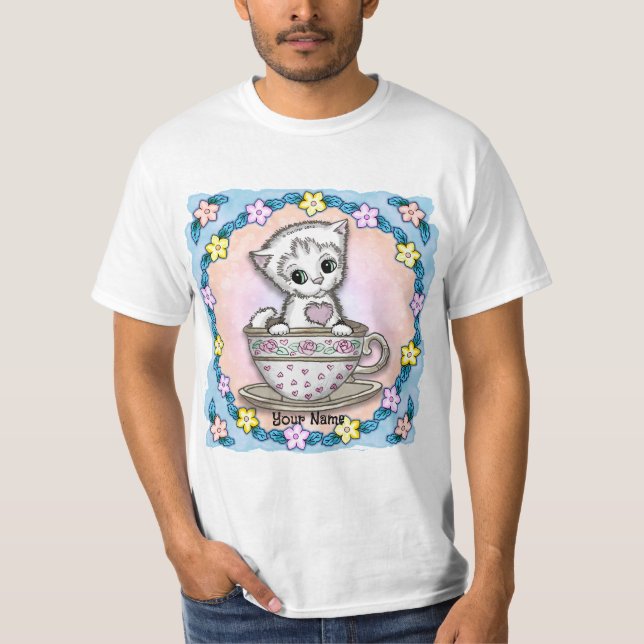 Teacup Kitten Cat T-Shirt (Front)