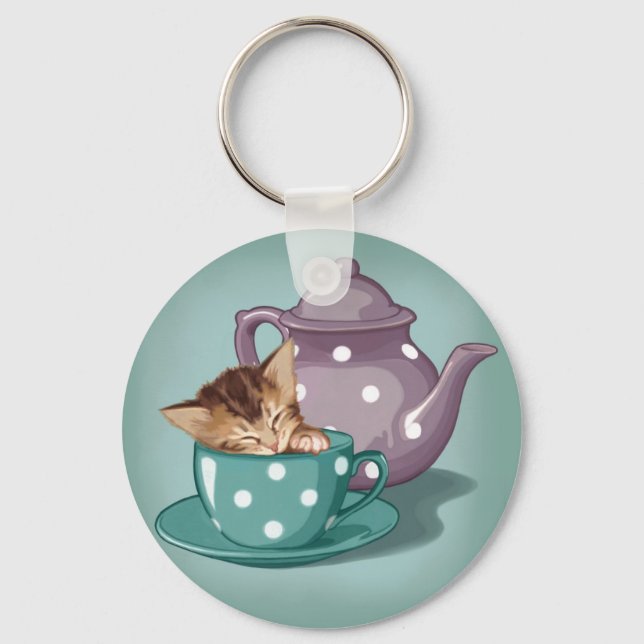 Teacup Kitten Keychain (Front)