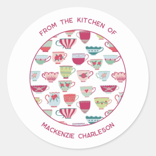 Teacup Modern Business Classic Round Sticker