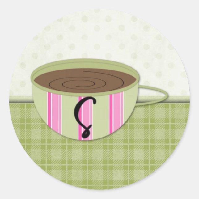 Teacup Monogram S Classic Round Sticker (Front)