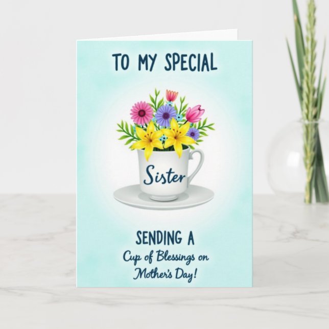 Teacup Mothers Day Blessings Card (Front)