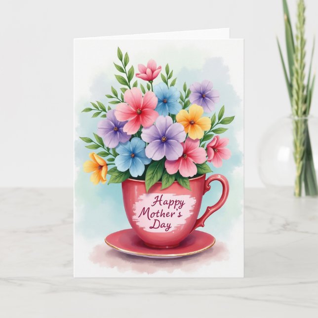 Teacup Mothers Day Wishes Card (Front)