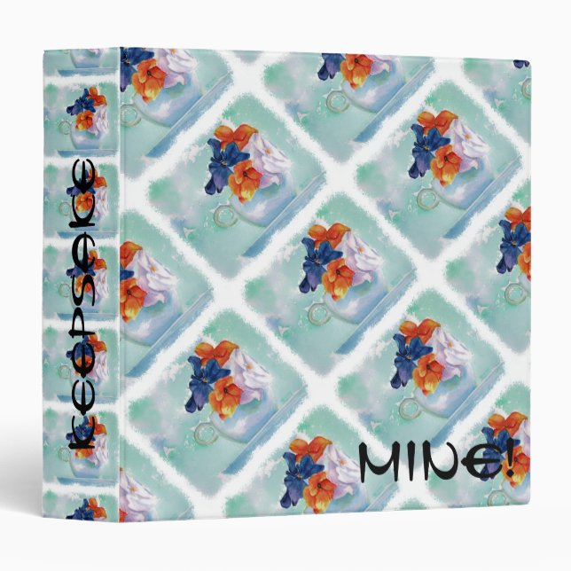 TEACUP PANSIES 3 RING BINDER (Front/Spine)