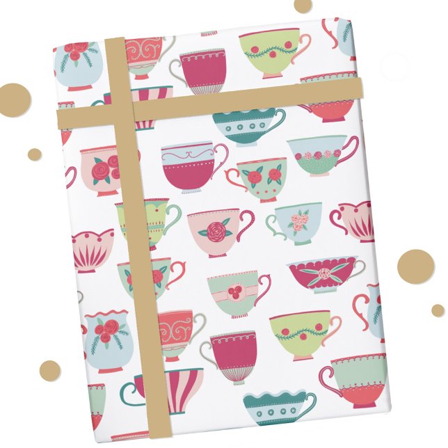 Teacup Pattern Wrapping Paper (Vintage teacup pattern gift wrapping paper )