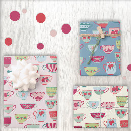 Teacup Pattern Wrapping Paper Sheets