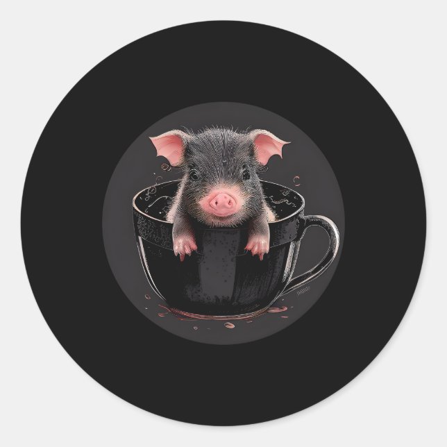 Teacup Pig Animal Wildlife Teacup Pigs Classic Round Sticker (Front)