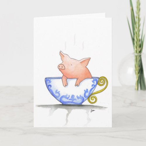 Teacup Pig Print Card