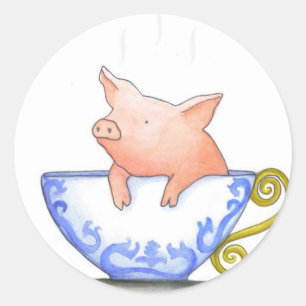 Teacup Pig Print Classic Round Sticker