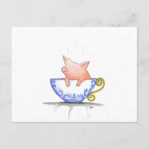 Teacup Pig Print Postcard