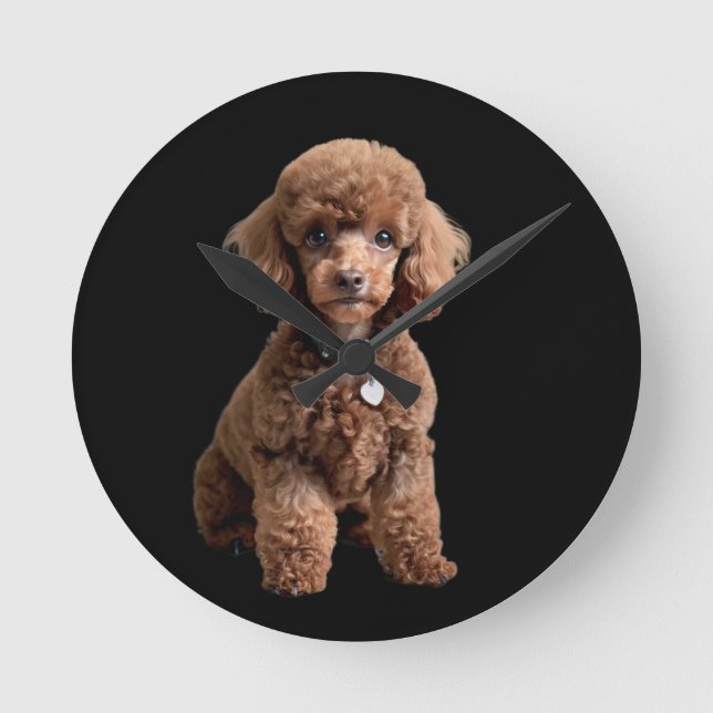 Teacup Poodle 2 Round Clock (Front)