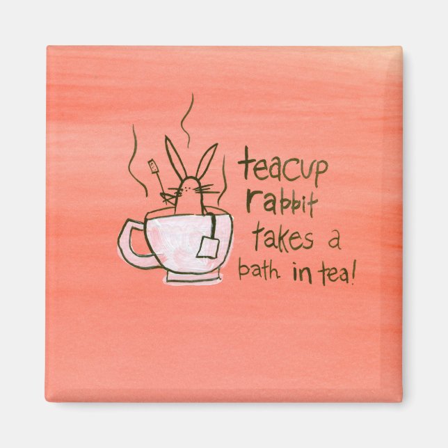 Teacup Rabbit Takes a Bath. In Tea! Magnet (Front)