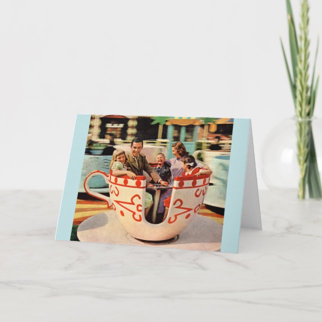 teacup ride at the amusement park card (Front)