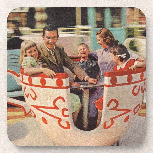 teacup ride at the amusement park drink coaster (Front)