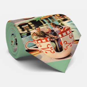 teacup ride print neck tie