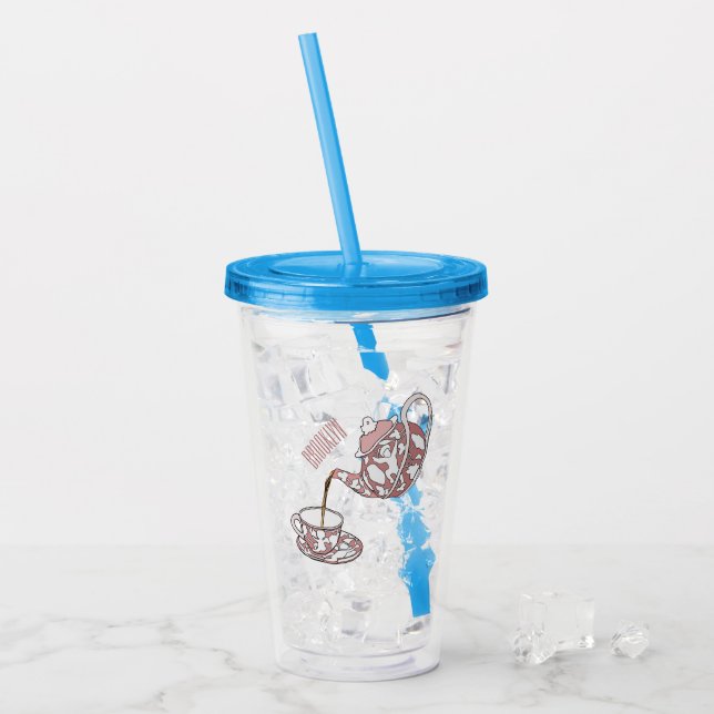 Teacup set cartoon illustration  acrylic tumbler (Front Ice)