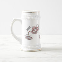Teacup set cartoon illustration  beer stein