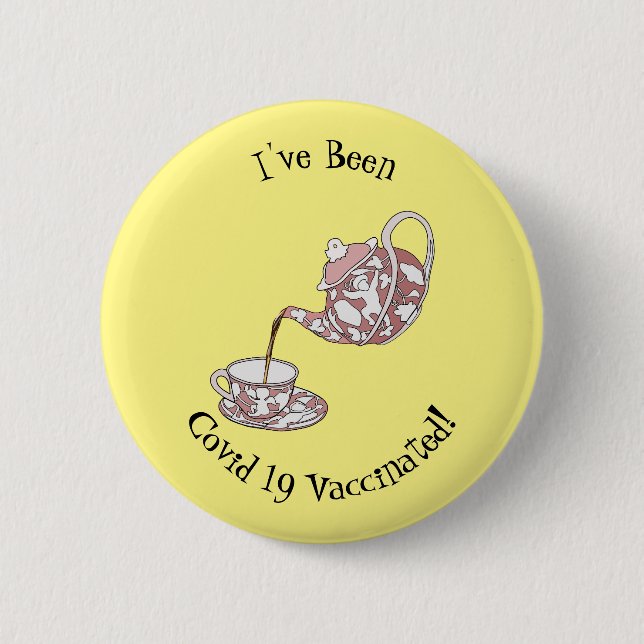 Teacup set cartoon illustration button (Front)