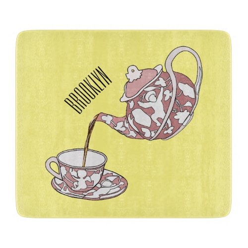 Teacup set cartoon illustration  cutting board