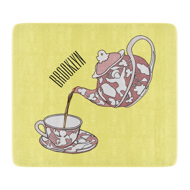 Teacup set cartoon illustration  cutting board (Front)