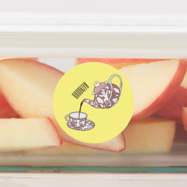 Teacup set cartoon illustration  labels (Affixed)