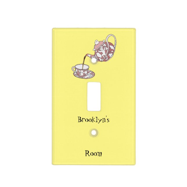 Teacup set cartoon illustration light switch cover (Front)