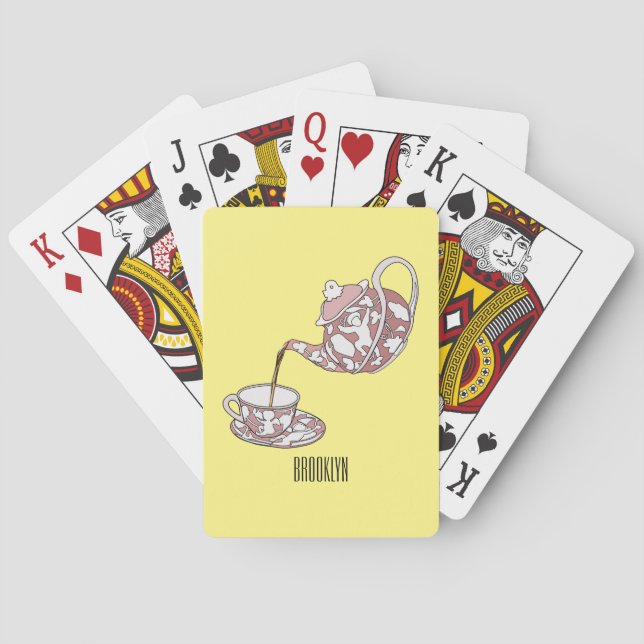 Teacup set cartoon illustration  poker cards (Back)