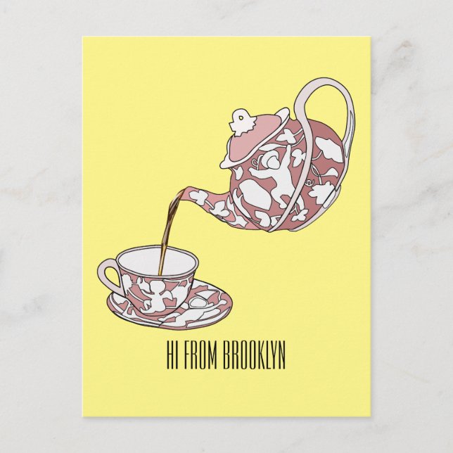 Teacup set cartoon illustration  postcard (Front)