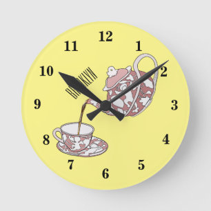 Teacup set cartoon illustration  round clock