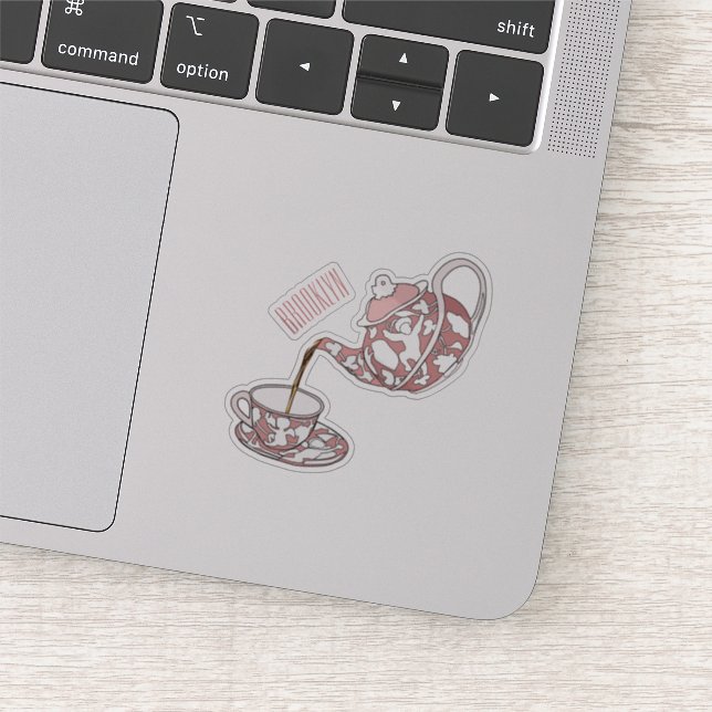 Teacup set cartoon illustration sticker (Detail)