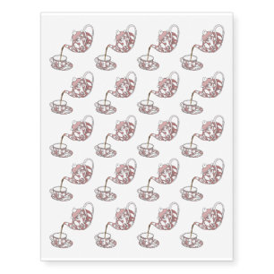 Teacup set cartoon illustration temporary tattoos