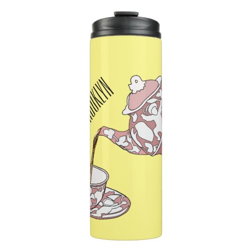 Teacup set cartoon illustration  thermal tumbler